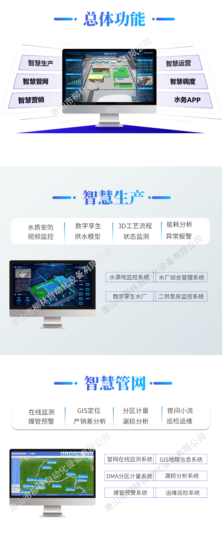 智慧水務(wù)總體功能:智慧生產(chǎn)、智慧管網(wǎng)